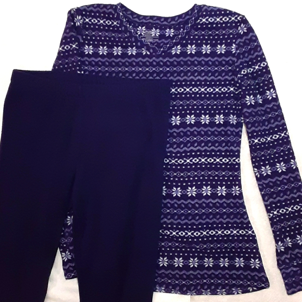 ClimateRight Cuddl Duds Cozy Navy Blue Pajama Set